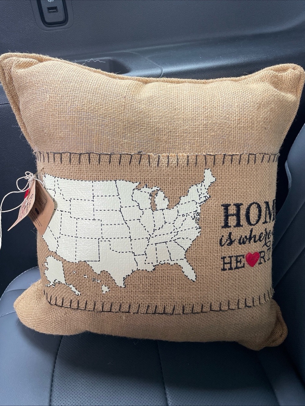 Mudpie Home Is Where The Heart Is Burlap Pillow w Heart Pin NWT Interchangeable